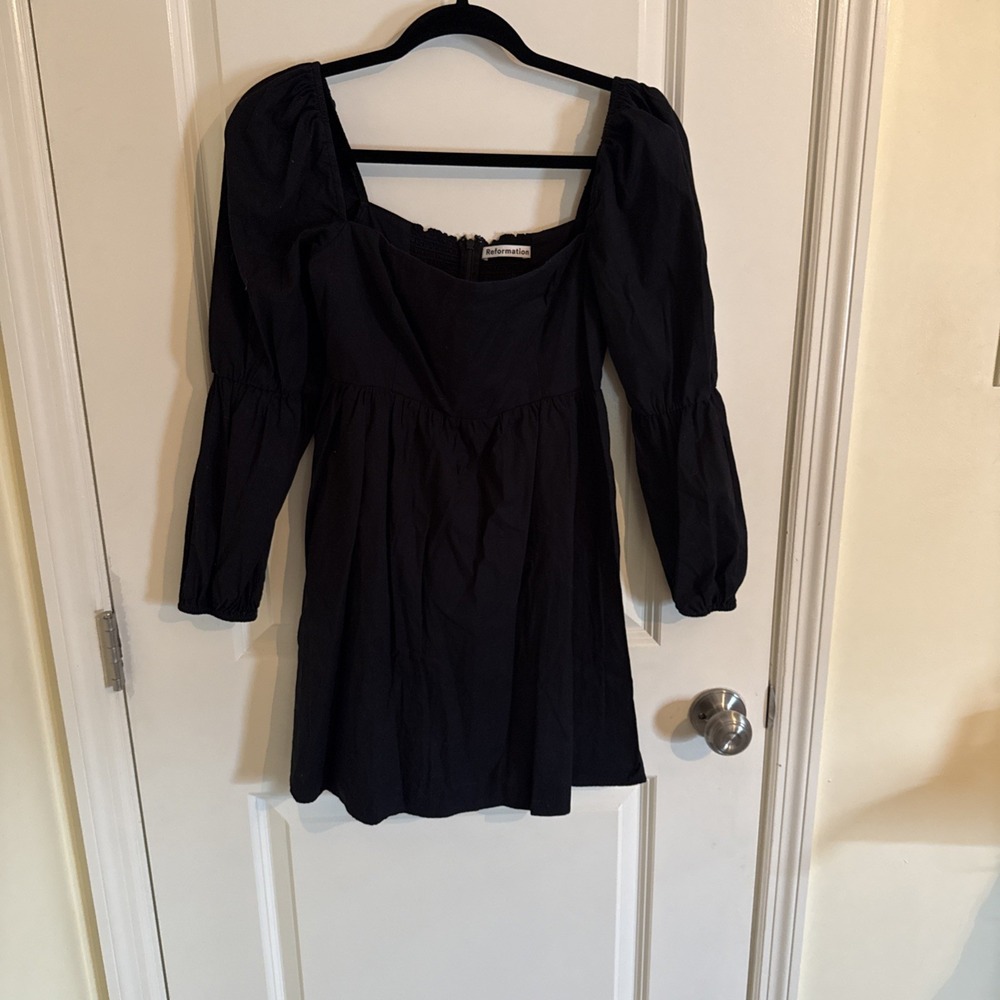 Reformation Michaela Mini Dress Black Size 6 Edgy Feminine Elevated Basic